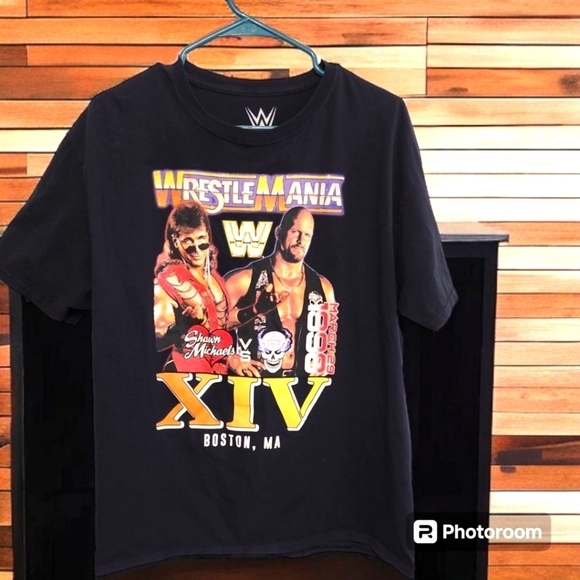 WrestleMania XIV Commemorative T-Shirt - Shawn Michaels vs. Stone Cold Size Larg - Picture 1 of 4